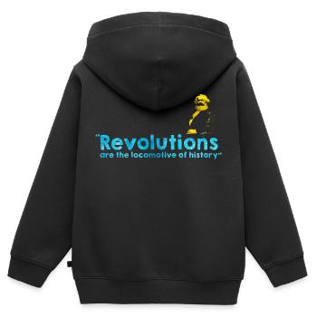 Karl Marx pour Révolutions (Revolutions) - Sweat Premium à capuche zippé enfant bio - noir - Dos - AI Model Kid Male (0cm)