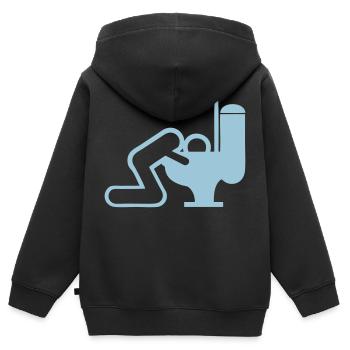vomit homme toilette chiotte wc - Sweat Premium à capuche zippé enfant bio - noir - Dos - AI Model Kid Male (0cm)