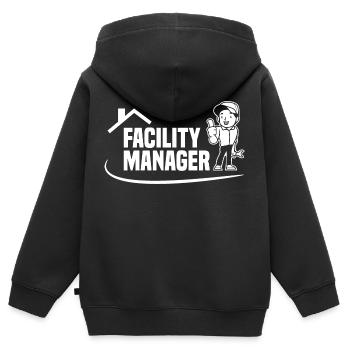 Concierge Concierge Facility Manager - Sweat Premium à capuche zippé enfant bio - noir - Dos - AI Model Kid Male (0cm)