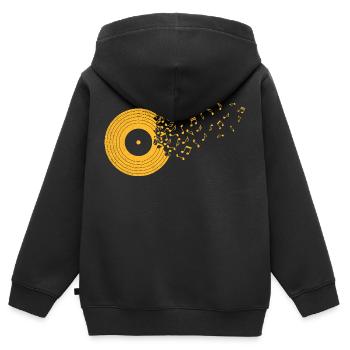 Vinyl Musik Noten Schallplatte DJ Plattenspieler - Kinder Premium Organic Zip Hoodie - Schwarz - Hinten - AI Model Kid Male (0cm)