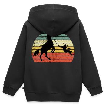 Pferd - Ich mache meine eigenen Vintage-Retro-Stunts - Kinder Premium Organic Zip Hoodie - Schwarz - Hinten - AI Model Kid Male (0cm)