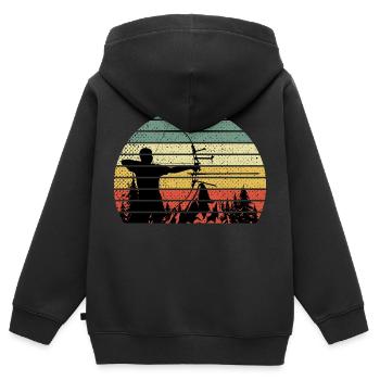 Vintage Bogen Schießen Pfeil und Bogen - Kinder Premium Organic Zip Hoodie - Schwarz - Hinten - AI Model Kid Male (0cm)