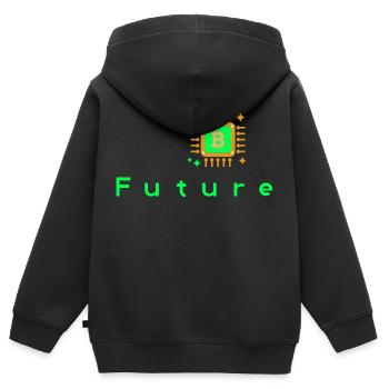 Streetwear, Graffiti, Krypto, Bitcoin, Ethereum - Kinder Premium Organic Zip Hoodie - Schwarz - Hinten - AI Model Kid Male (0cm)
