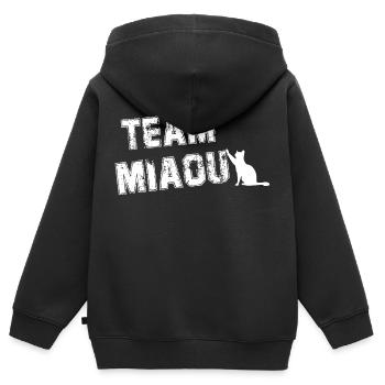 Team miau Katzenhumor - Kinder Premium Organic Zip Hoodie - Schwarz - Hinten - AI Model Kid Male (0cm)