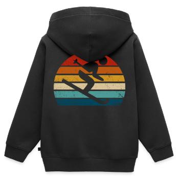 Retro-Ski - Kinder Premium Organic Zip Hoodie - Schwarz - Hinten - AI Model Kid Male (0cm)