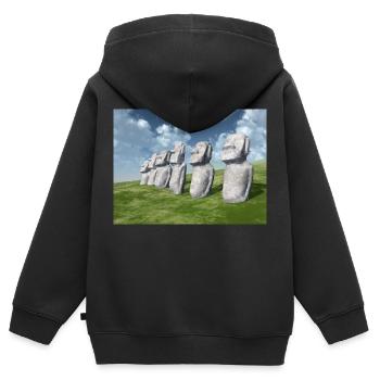 Moai Statuen auf der Osterinsel - Kinder Premium Organic Zip Hoodie - Schwarz - Hinten - AI Model Kid Male (0cm)