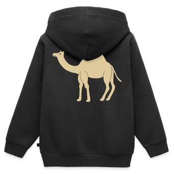Chameau solitaire - Sweat Premium à capuche zippé enfant bio - noir - Dos - AI Model Kid Male (0cm)