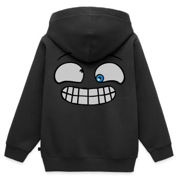 Freches Grimasse Gesicht - Kinder Premium Organic Zip Hoodie - Schwarz - Hinten - AI Model Kid Male (0cm)