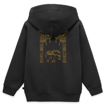 Éléphant - Sweat Premium à capuche zippé enfant bio - noir - Dos - AI Model Kid Male (0cm)
