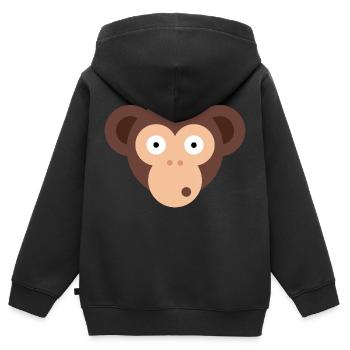 Singe singe - Sweat Premium à capuche zippé enfant bio - noir - Dos - AI Model Kid Male (0cm)