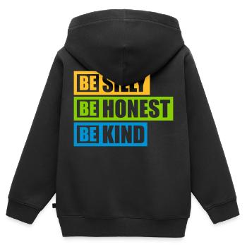 Enfant honnête et stupide - Sweat Premium à capuche zippé enfant bio - noir - Dos - AI Model Kid Male (0cm)