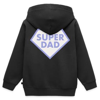 SUPER DAD 2 - Kinder Premium Organic Zip Hoodie - Schwarz - Hinten - AI Model Kid Male (0cm)