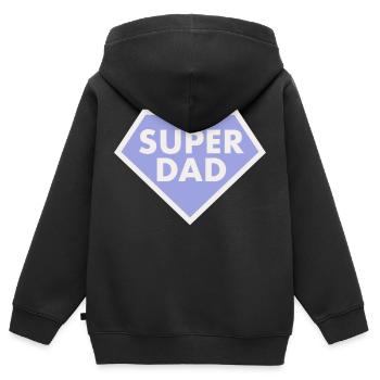 SUPER PAPA - Kinder Premium Organic Zip Hoodie - Schwarz - Hinten - AI Model Kid Male (0cm)