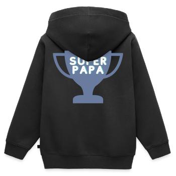 SUPER PAPA - Sweat Premium à capuche zippé enfant bio - noir - Dos - AI Model Kid Male (0cm)
