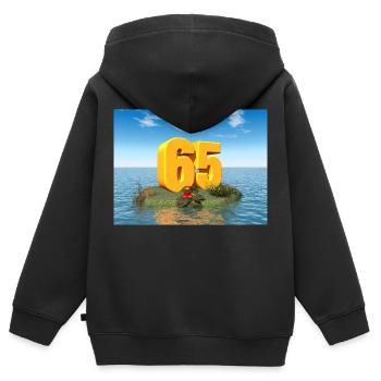 Jahreszahl 65 - Kinder Premium Organic Zip Hoodie - Schwarz - Hinten - AI Model Kid Male (0cm)