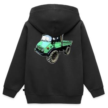unimog 406 - Kinder Premium Organic Zip Hoodie - Schwarz - Hinten - AI Model Kid Male (0cm)