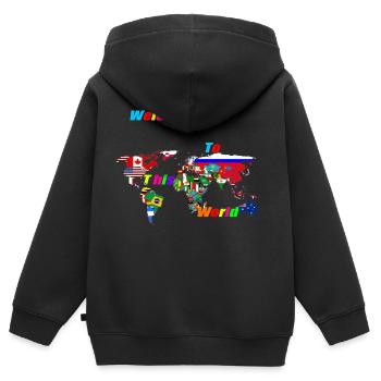 Welcome to this World - Kids Premium Organic Zip-up Hoodie - black - Back - AI Model Kid Male (0cm)