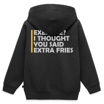 Exercice Extra Fries Citation - Sweat Premium à capuche zippé enfant bio - noir - Dos - AI Model Kid Male (0cm)