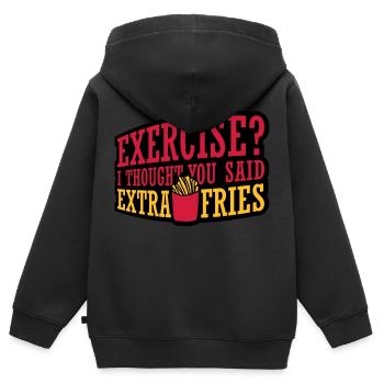 Exercice Extra Fries Citation - Sweat Premium à capuche zippé enfant bio - noir - Dos - AI Model Kid Male (0cm)