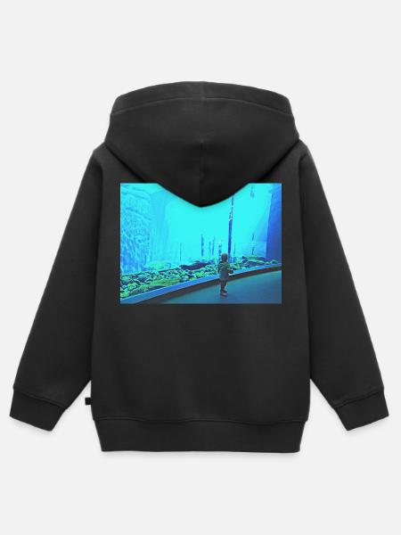 Turquoise - Kinder Premium Organic Zip Hoodie - Schwarz