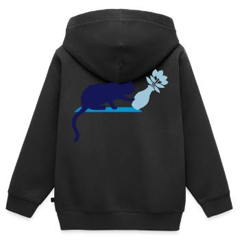 Renverser le vase à fleurs chat effronté - Sweat Premium à capuche zippé enfant bio - noir - Dos - AI Model Kid Male (0cm)
