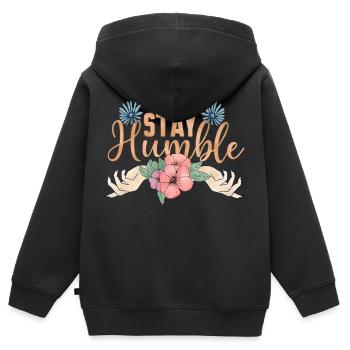 Bescheidenheit Selbstliebe Inspiration - Kinder Premium Organic Zip Hoodie - Schwarz - Hinten - AI Model Kid Male (0cm)