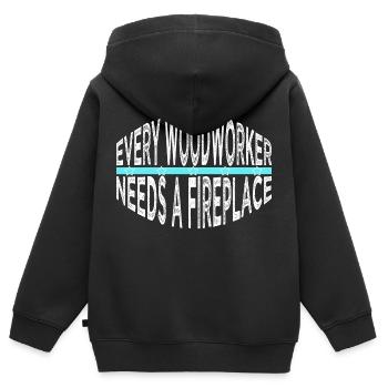 blogger happy carpenter girl tshirts forester - Kinder Premium Organic Zip Hoodie - Schwarz - Hinten - AI Model Kid Male (0cm)