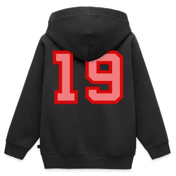 Coole Retro Retrostyle Jersey Nummer Rückennummer - Kinder Premium Organic Zip Hoodie - Schwarz - Hinten - AI Model Kid Male (0cm)