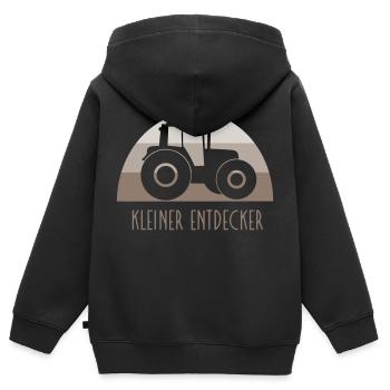 kleiner Entdecker - Kinder Premium Organic Zip Hoodie - Schwarz - Hinten - AI Model Kid Male (0cm)