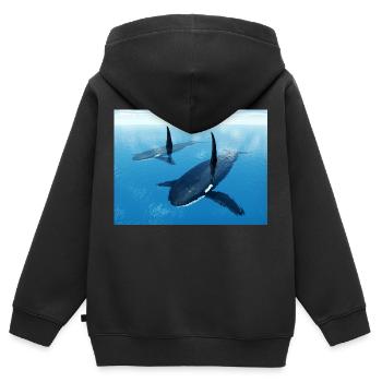 Schwertwale, Orcas, Killerwale - Kinder Premium Organic Zip Hoodie - Schwarz - Hinten - AI Model Kid Male (0cm)