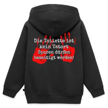 Die Toilette ist kein Tatort - Kinder Premium Organic Zip Hoodie - Schwarz - Hinten - AI Model Kid Male (0cm)