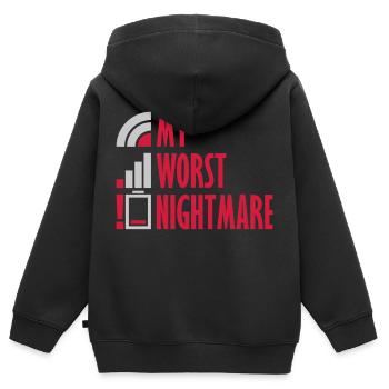 Mon pire cauchemar Logos - Sweat Premium à capuche zippé enfant bio - noir - Dos - AI Model Kid Male (0cm)