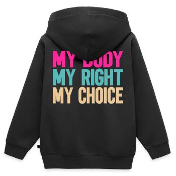 Mon corps, ma décision - Sweat Premium à capuche zippé enfant bio - noir - Dos - AI Model Kid Male (0cm)