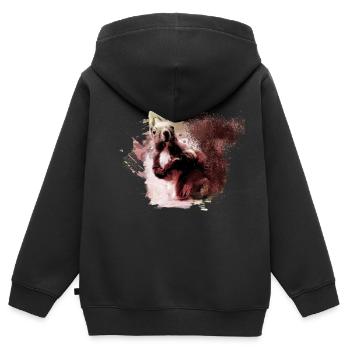 Eichhörnchen, bunt,malerei,graffiti, hörnchen,rosa - Kinder Premium Organic Zip Hoodie - Schwarz - Hinten - AI Model Kid Male (0cm)