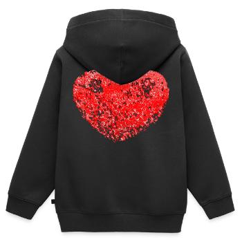 Herz - Kinder Premium Organic Zip Hoodie - Schwarz - Hinten - AI Model Kid Male (0cm)