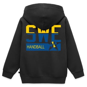 Schweden Handball - Kinder Premium Organic Zip Hoodie - Schwarz - Hinten - AI Model Kid Male (0cm)