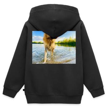 Altdeutscher Schäferhund - Kinder Premium Organic Zip Hoodie - Schwarz - Hinten - AI Model Kid Male (0cm)