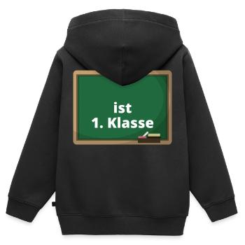 Schulanfänger Shirt mit Namen Erste Klasse Schule - Kinder Premium Organic Zip Hoodie - Schwarz - Hinten - AI Model Kid Male (0cm)
