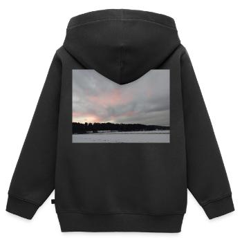 winter - Kinder Premium Organic Zip Hoodie - Schwarz - Hinten - AI Model Kid Male (0cm)
