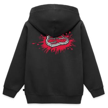 Tropfen Farbklecks Steak blutig - Kinder Premium Organic Zip Hoodie - Schwarz - Hinten - AI Model Kid Male (0cm)