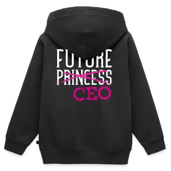 future princesse PDG Design pour une fille PDG - Sweat Premium à capuche zippé enfant bio - noir - Dos - AI Model Kid Male (0cm)