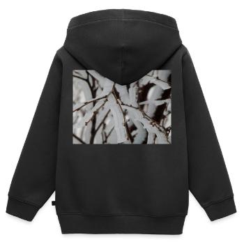 Ice on branches - Kids Premium Organic Zip-up Hoodie - black - Back - AI Model Kid Male (0cm)