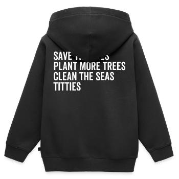 Rettet die Bienen Pflanzen Sie mehr Bäume, die die Meere reinigen - Kinder Premium Organic Zip Hoodie - Schwarz - Hinten - AI Model Kid Male (0cm)