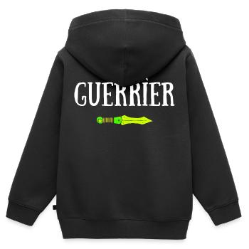 GUERRIER JDR ÉPÉE MAGIQUE - Sweat Premium à capuche zippé enfant bio - noir - Dos - AI Model Kid Male (0cm)