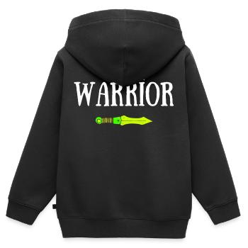 WARRIOR JDR MAGISCHES SCHWERT - Kinder Premium Organic Zip Hoodie - Schwarz - Hinten - AI Model Kid Male (0cm)