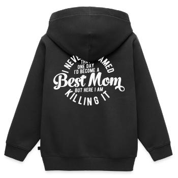 Bin ich die beste Mutter geworden? - Kinder Premium Organic Zip Hoodie - Schwarz - Hinten - AI Model Kid Male (0cm)
