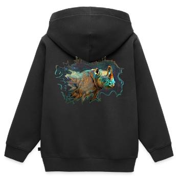 Rhinoceros - Sweat Premium à capuche zippé enfant bio - noir - Dos - AI Model Kid Male (0cm)