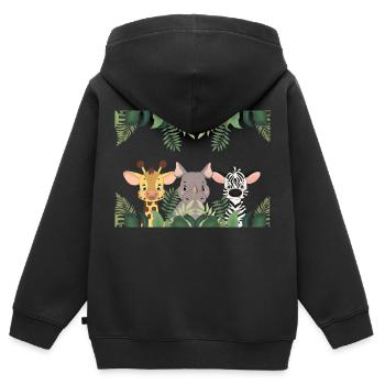 Wildtiere - Kinder Premium Organic Zip Hoodie - Schwarz - Hinten - AI Model Kid Male (0cm)