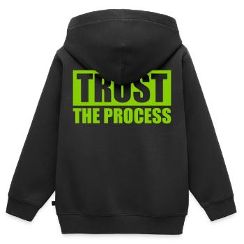faire confiance au processus Devis - Sweat Premium à capuche zippé enfant bio - noir - Dos - AI Model Kid Male (0cm)