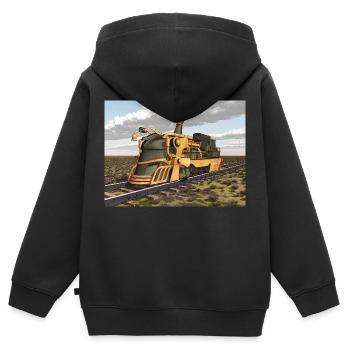Steampunk Dampflokomotive - Kinder Premium Organic Zip Hoodie - Schwarz - Hinten - AI Model Kid Male (0cm)